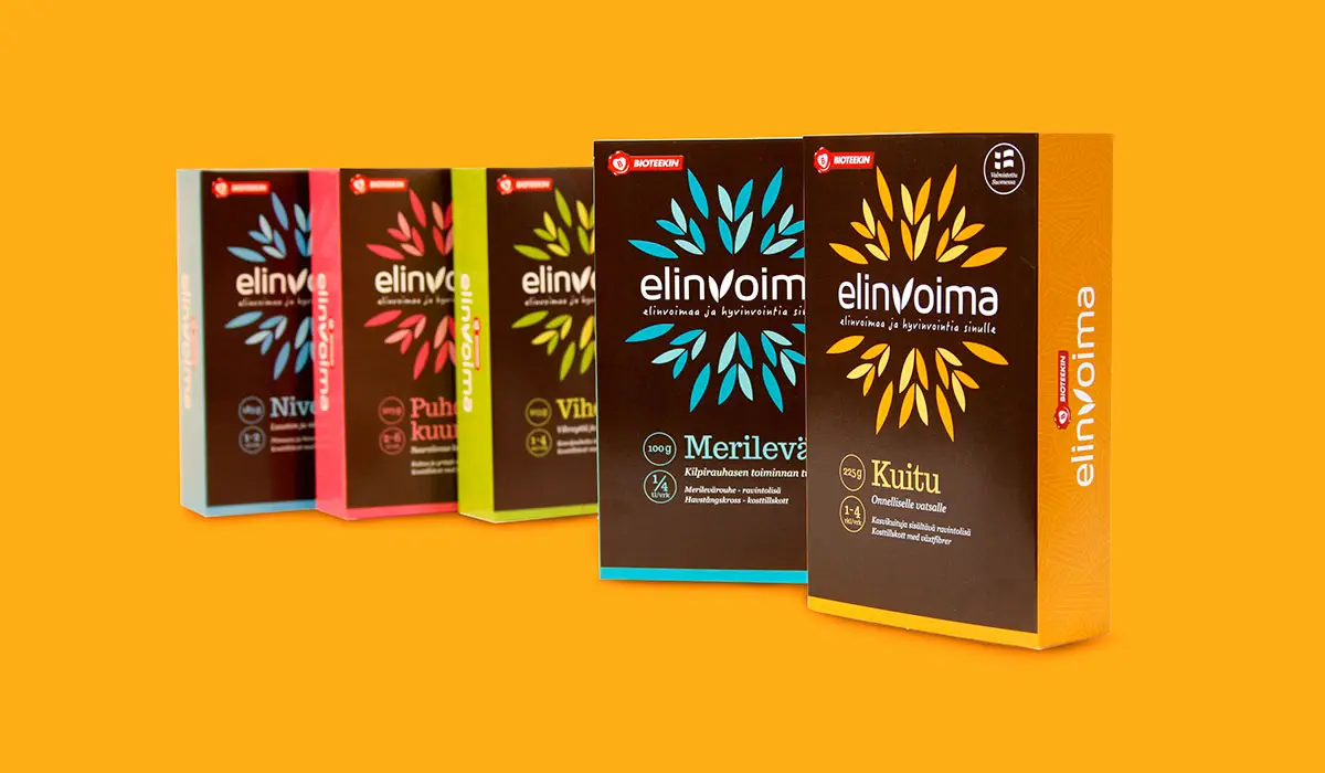 Bioteekin Elinvoima - pakkaussuunnittelu