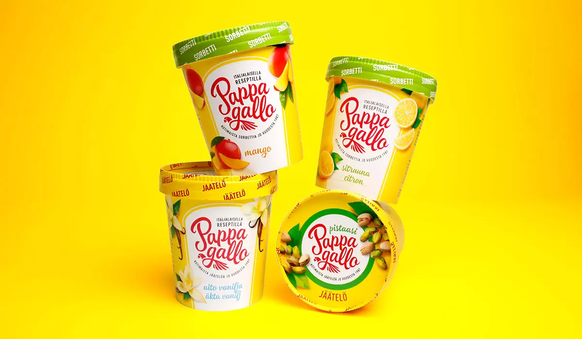Pappagallo ice creams and sorbets - brand redesign
